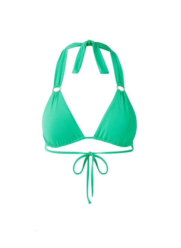 Caracas Halterneck Ring Detail Bikini Top Green