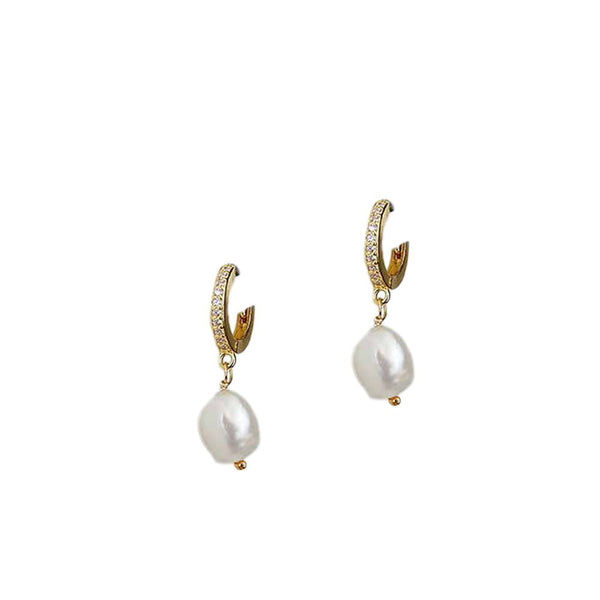 - Corsair Pearl Hoop Earrings Gold Pl O/S Apoella