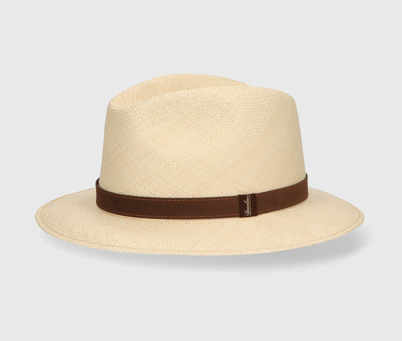 - Country Panama Hat Brown Suede Ribbon Natural Apoella