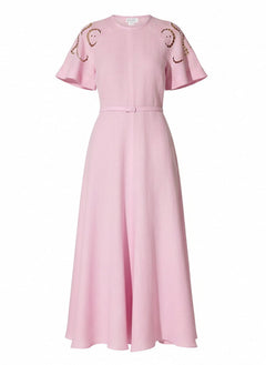 Dresses Ancient Kallos Iphigenia Cut Embroidered Midi Dress Lilac S / Lilac Apoella