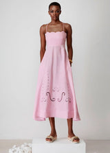 Dresses Ancient Kallos Little Venice Linen Cut Embroidered Cocktail Dress Lilac Apoella