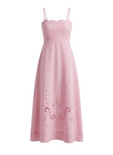 Dresses Ancient Kallos Little Venice Linen Cut Embroidered Cocktail Dress Lilac Apoella