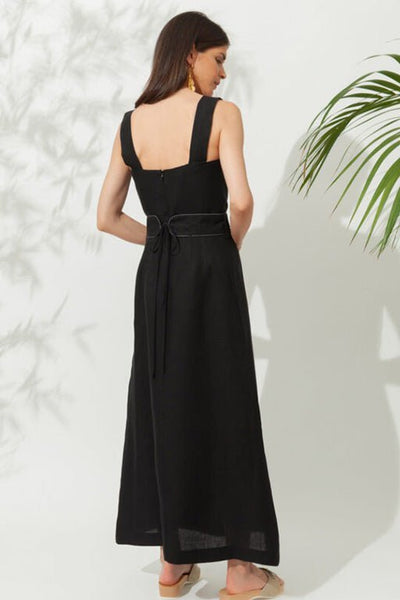 Nonika Long Dress With Golden Buckles Black – APOELLA