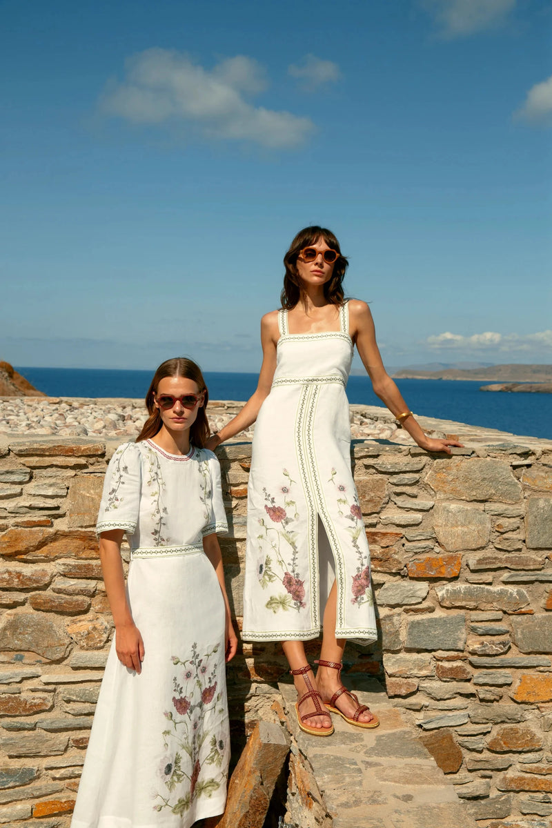 Dresses Ancient Kallos Wild Flowers Long Sundress Dress Off White Apoella