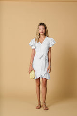 Dresses Apoella Amalia Lace Linen Mini Wrap Dress Apoella