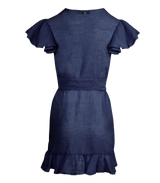 Dresses Apoella Amalia Lace Linen Mini Wrap Dress Denim Apoella