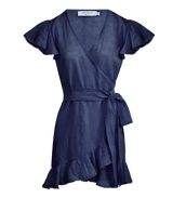 Dresses Apoella Amalia Lace Linen Mini Wrap Dress Denim S / Denim Apoella