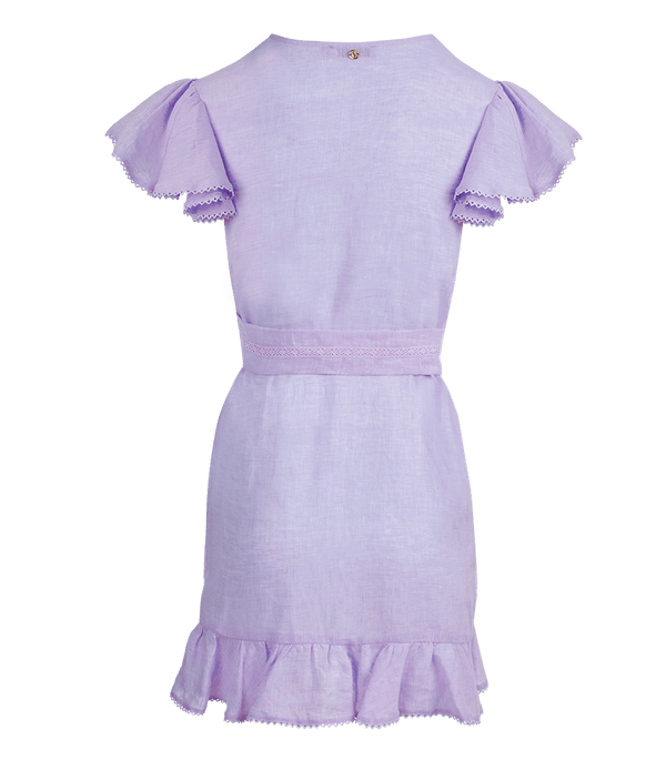 Dresses Apoella Amalia Lace Linen Mini Wrap Dress Lilac Apoella