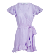 Dresses Apoella Amalia Lace Linen Mini Wrap Dress Lilac S / Lilac Apoella