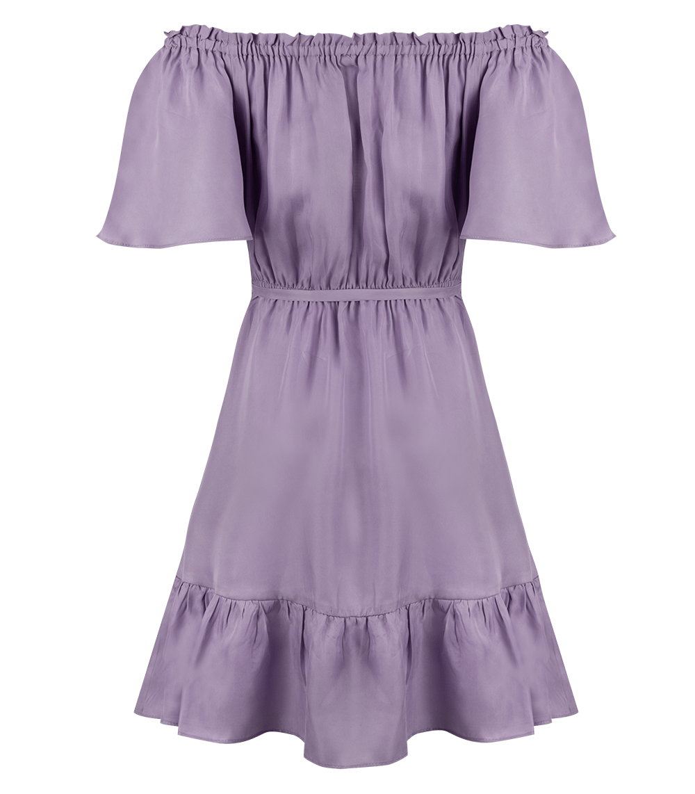 Aphrodite Off Shoulder Puff Sleeve Short Dress Lavender | Apoella  APOELLA