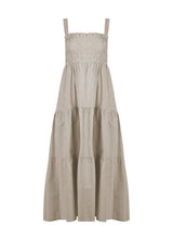 Dresses Apoella Helen Smocked Midi Dress Striped Khaki Apoella