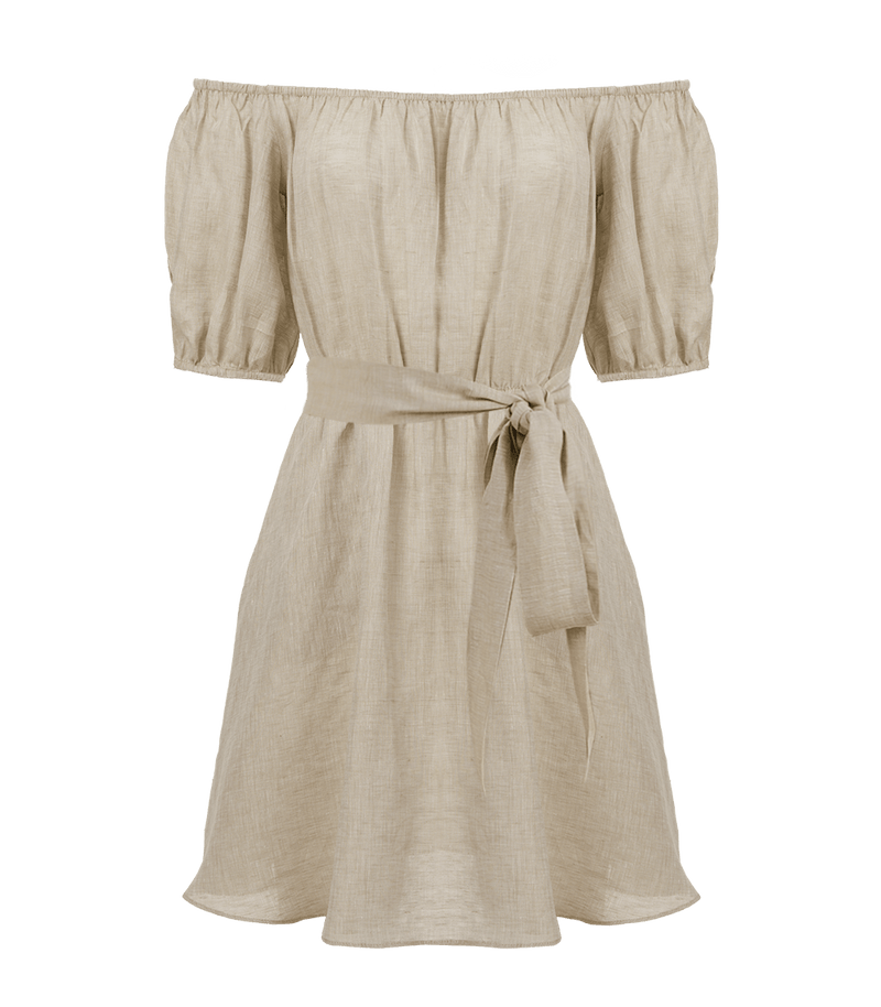 Dresses Apoella Leto Linen Puff Sleeve Short Dress S/M / Beige Apoella