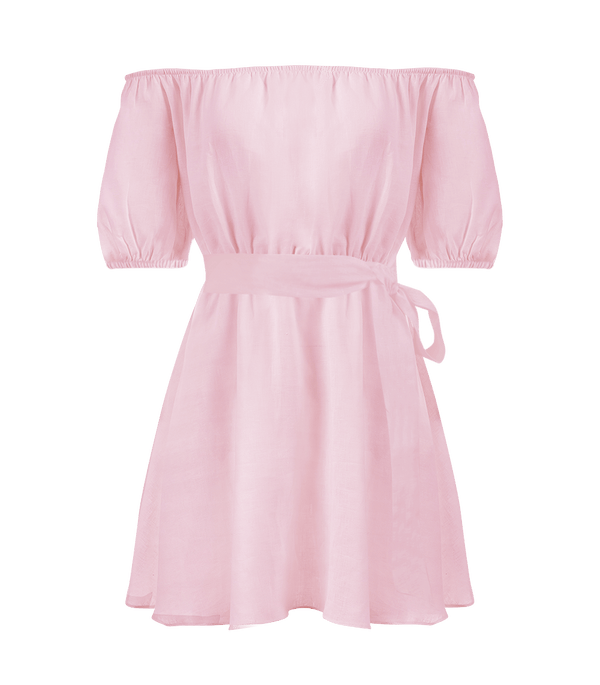 Dresses Apoella Leto Linen Puff Sleeve Short Dress S/M / Pink Apoella
