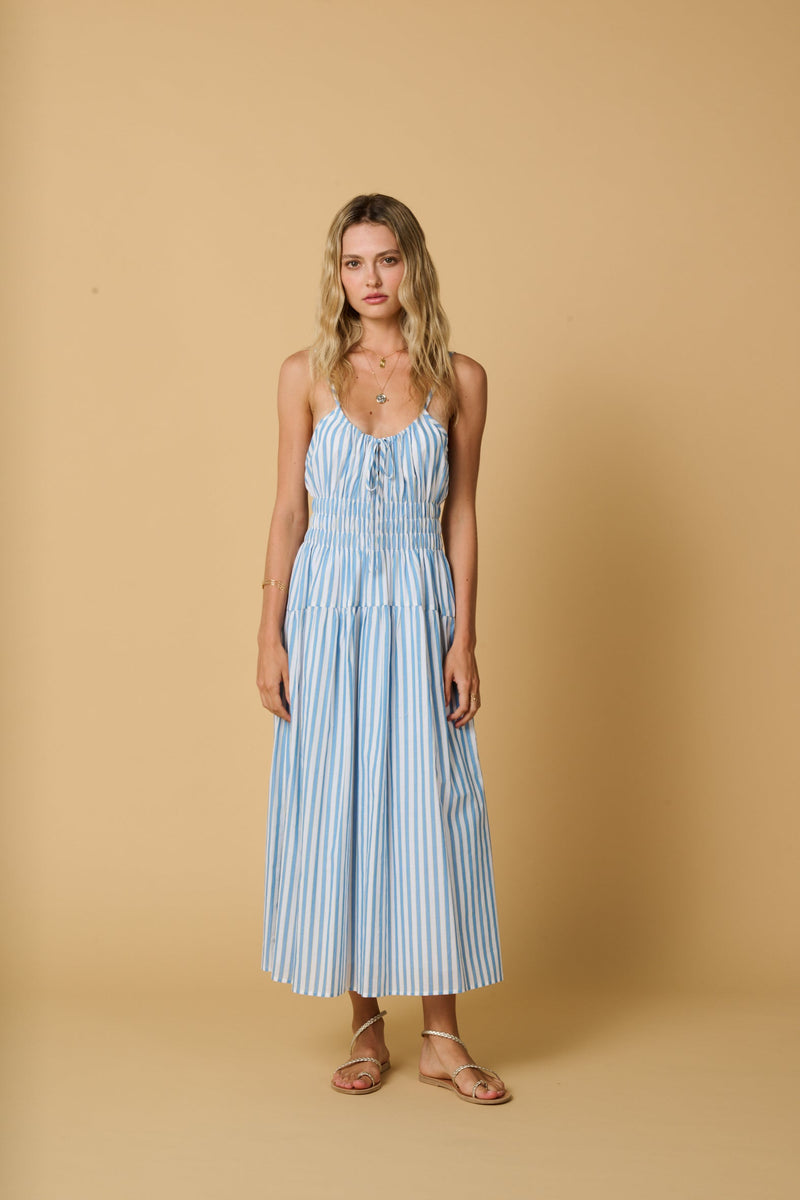 Dresses Apoella Nefeli Strap Long Dress Sky/Yellow Stripes Apoella