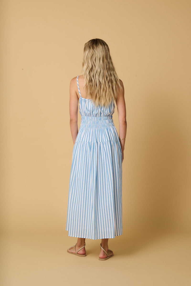 Dresses Apoella Nefeli Strap Long Dress Sky/Yellow Stripes Apoella