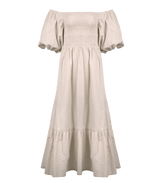 Dresses Apoella Ophelia Smocked Maxi Puff Sleeve Dress S/M / Beige Apoella