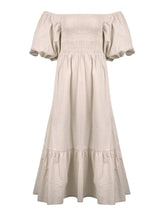 Dresses Apoella Ophelia Smocked Maxi Puff Sleeve Dress Beige Apoella