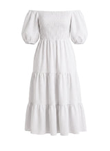 Dresses Apoella Ophelia Smocked Maxi Puff Sleeve Dress White Apoella