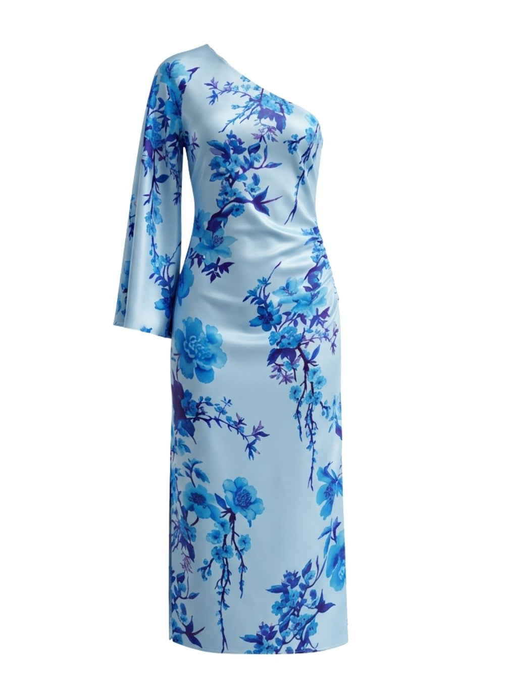 Atlantis Crepe Satin Dress Cherry Blossom Blue – APOELLA