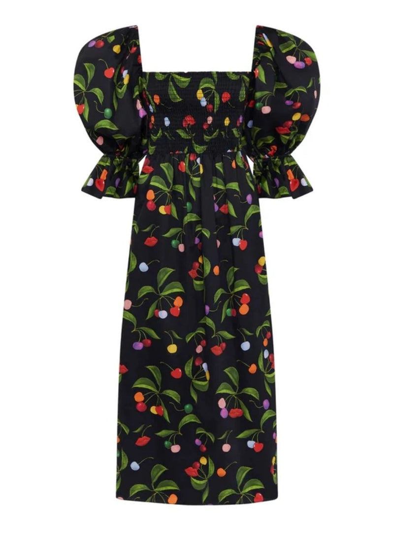 Viona Off-shoulder Cotton Long Dress Cherry Black – APOELLA