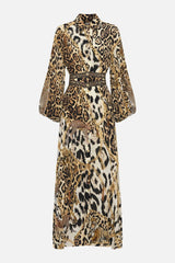 Dresses Camilla Waistband Long Dress With Collar Role Call Leopard / M Apoella