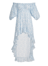 Dresses Caroline Constas Imelda Asymmetric Dress Blue Watercolor Floral Apoella