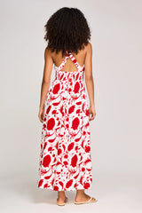 Dresses Heidi Klein Evia Cross Back Maxi Dress Beachwear Floral White/Red Apoella