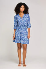 Dresses Heidi Klein Mykonos Smocked Mini Dress Beachwear Sky Blue/White Apoella