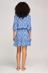 Dresses Heidi Klein Mykonos Smocked Mini Dress Beachwear Sky Blue/White Apoella