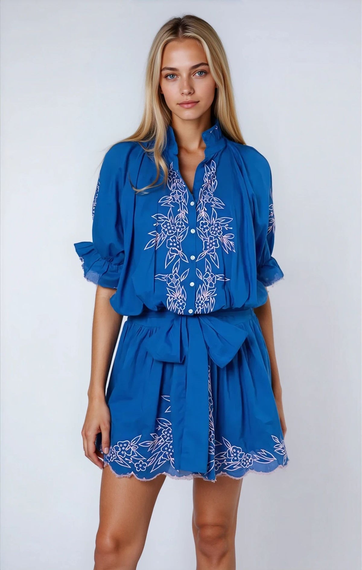 juliet dunn dress Juliet Dunn | Poplin Floral Low Back Dress – main image 0