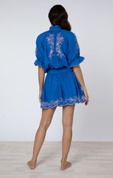 Dresses Juliet Dunn Blouson Dress W.Floral Embroidery Royal Blue/Candy 2 / Blue Apoella