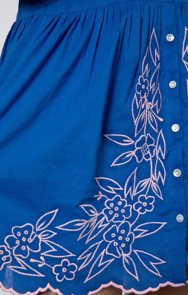 Blouson Dress W.Floral Embroidery Royal Blue/Candy – APOELLA