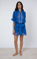 Dresses Juliet Dunn Blouson Dress W.Floral Embroidery Royal Blue/Candy 2 / Blue Apoella