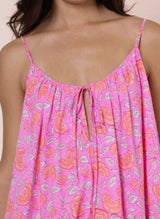 Dresses Juliet Dunn Ginkgo Floral Loose Strappy Mini Dress Fuchsia/Neon Red Apoella