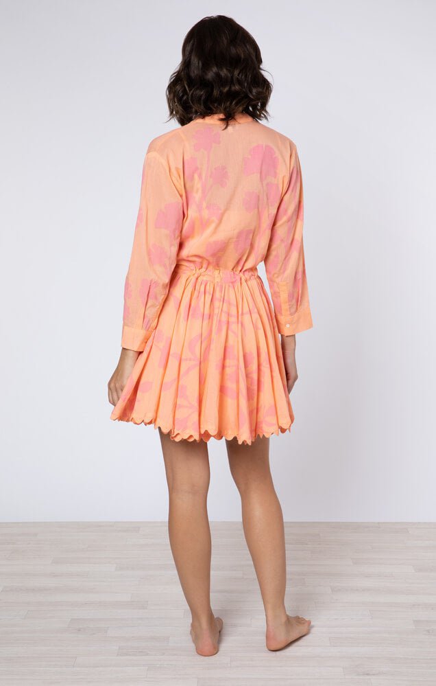 Dresses Juliet Dunn Long Sleeve Beach Dress Majorelle Print Peach Pink Apoella