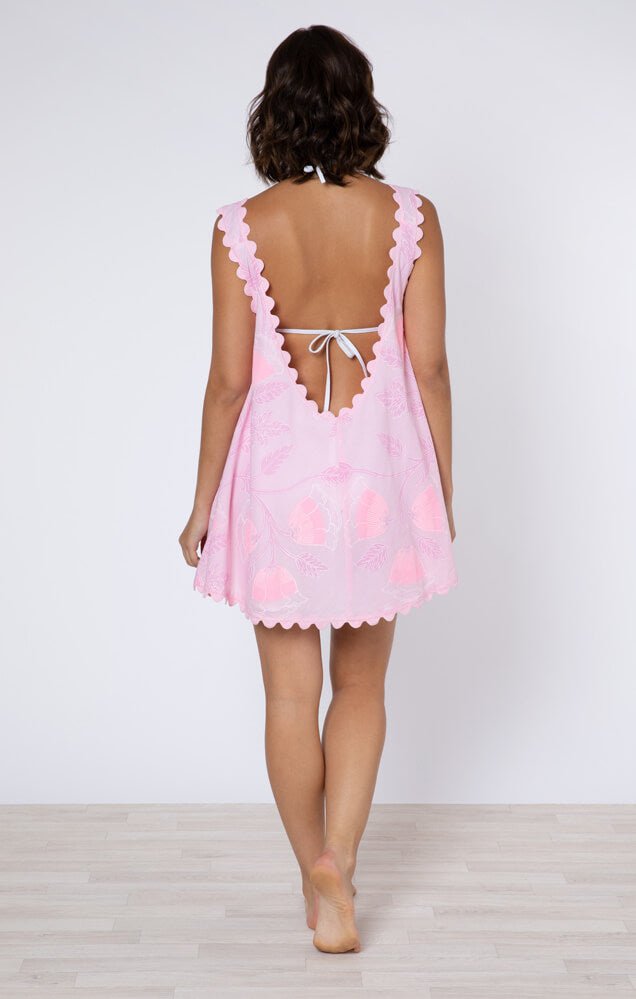 Dresses Juliet Dunn Low Back Dress W.Bellflower Block Print Pale Pink ONE SIZE / Pink Apoella