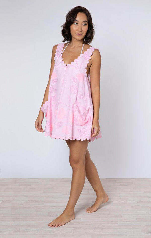 Dresses Juliet Dunn Low Back Dress W.Bellflower Block Print Pale Pink ONE SIZE / Pink Apoella