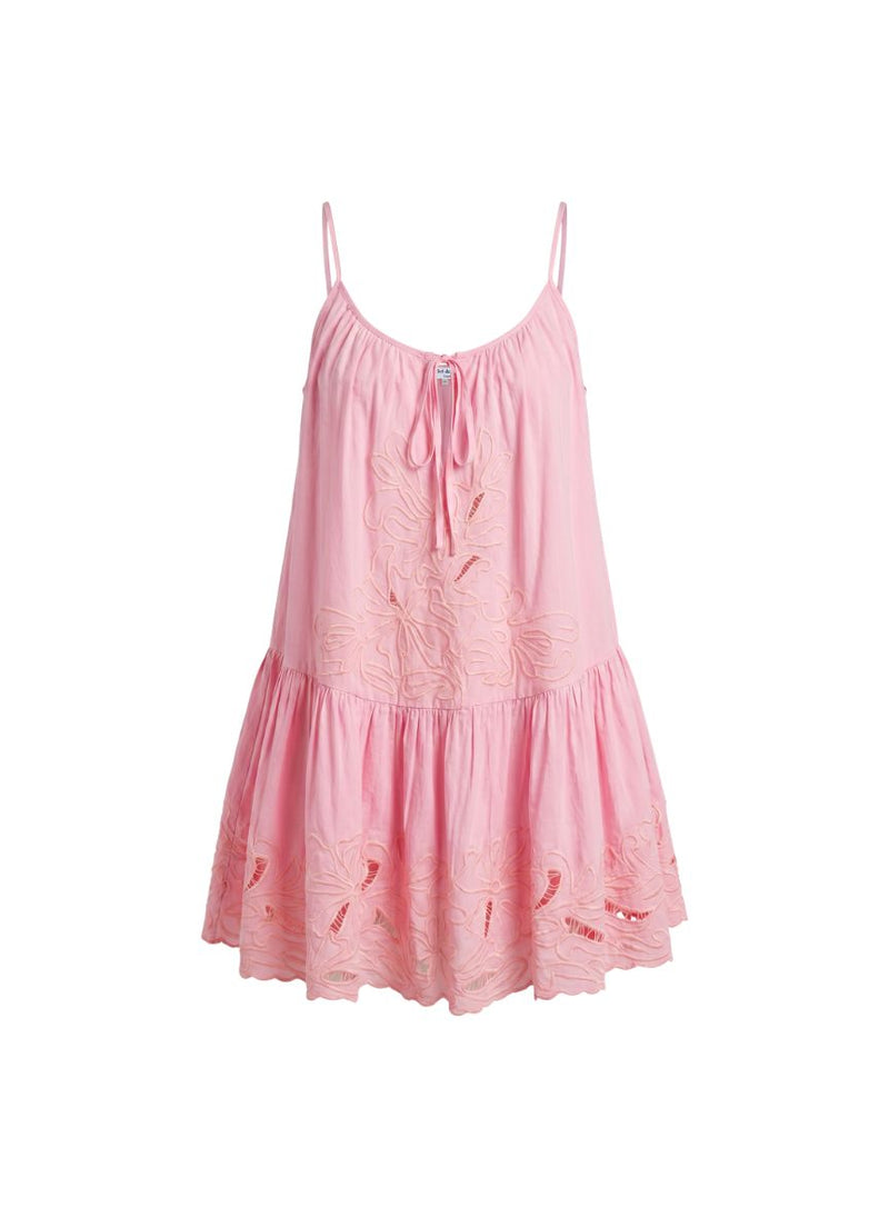 Poplin Loose Strappy Mini Dress With Cut-out Embroidery Paloma – APOELLA