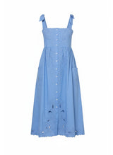 Dresses Juliet Dunn Poplin Tie Shoulder Dress With Cut-out Embroidery Periwinkle Apoella