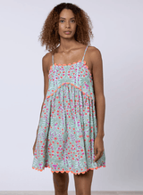 Dresses Juliet Dunn Racer Back Dress Ditzy Print Aqua/Neon Red Apoella