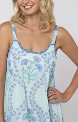 Dresses Juliet Dunn Swing Dress Ginkgo Print With Ric Rac Aqua/Blue Apoella
