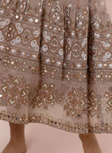 Dresses Juliet Dunn V-Neck Midi Dress In Mosaic Print With Mirror Embroidery Mocha 1 / Brown Apoella