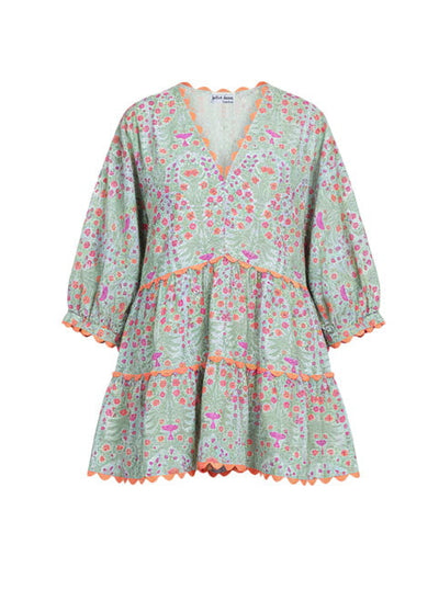 knee length dresses for ladies 70s Aqua Ruffle Dress main image 1