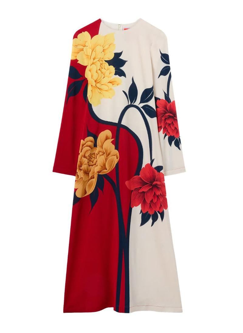 la doublej long sleeve swing dress Long Sleeve Swing Caftan Red – APOELLA