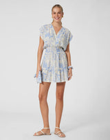 Dresses Marie Raxevsky Cotton Short Wrap Dress Dress Thalassa Blue Apoella