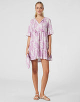 Dresses Marie Raxevsky Linen Wide Tunic Jungle Lilac S / Pink Apoella
