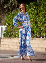 Dresses Melissa Odabash Anastasia Cut Out Long Dress Palm Blue Apoella