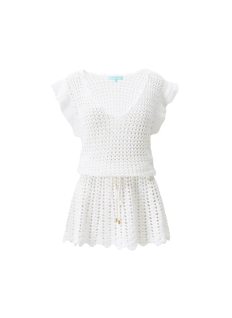 Dresses Melissa Odabash Annalise V Neck Crochet Short Dress White Apoella