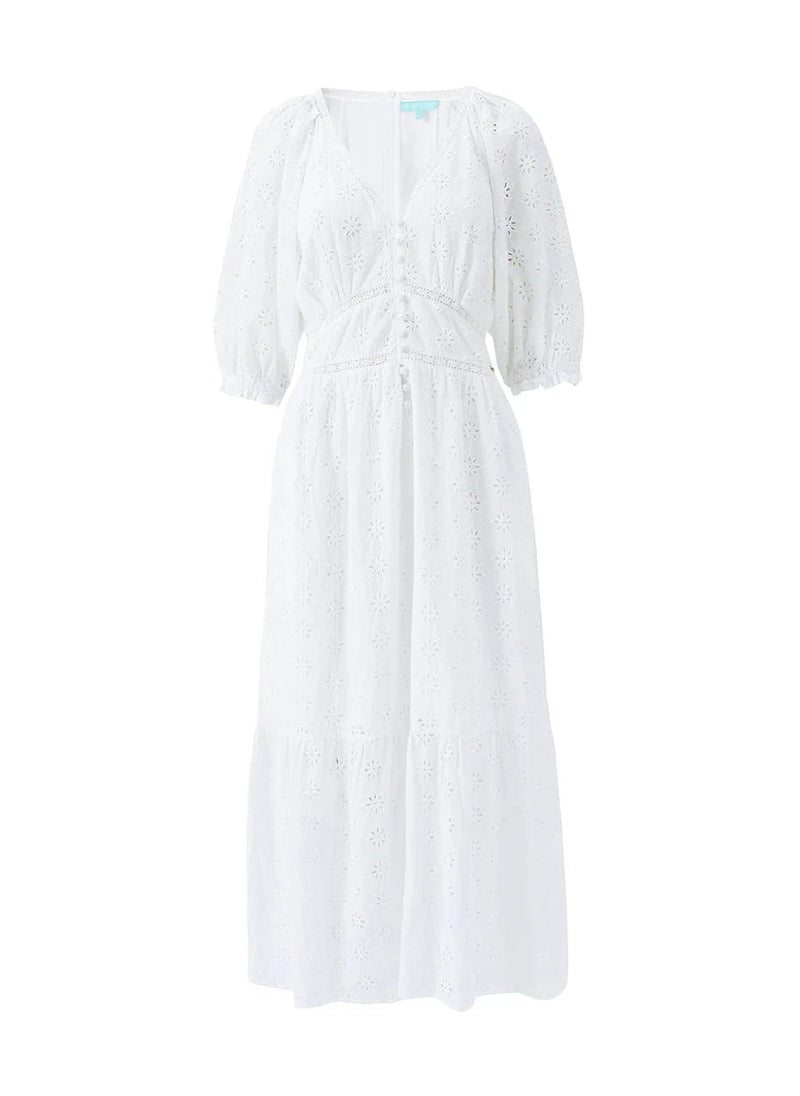 Dresses Melissa Odabash Daphne V Neck Embroidered Long Dress White Apoella