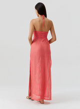 Dresses Melissa Odabash Harriet Halter Knit Long Dress Apricot Apoella